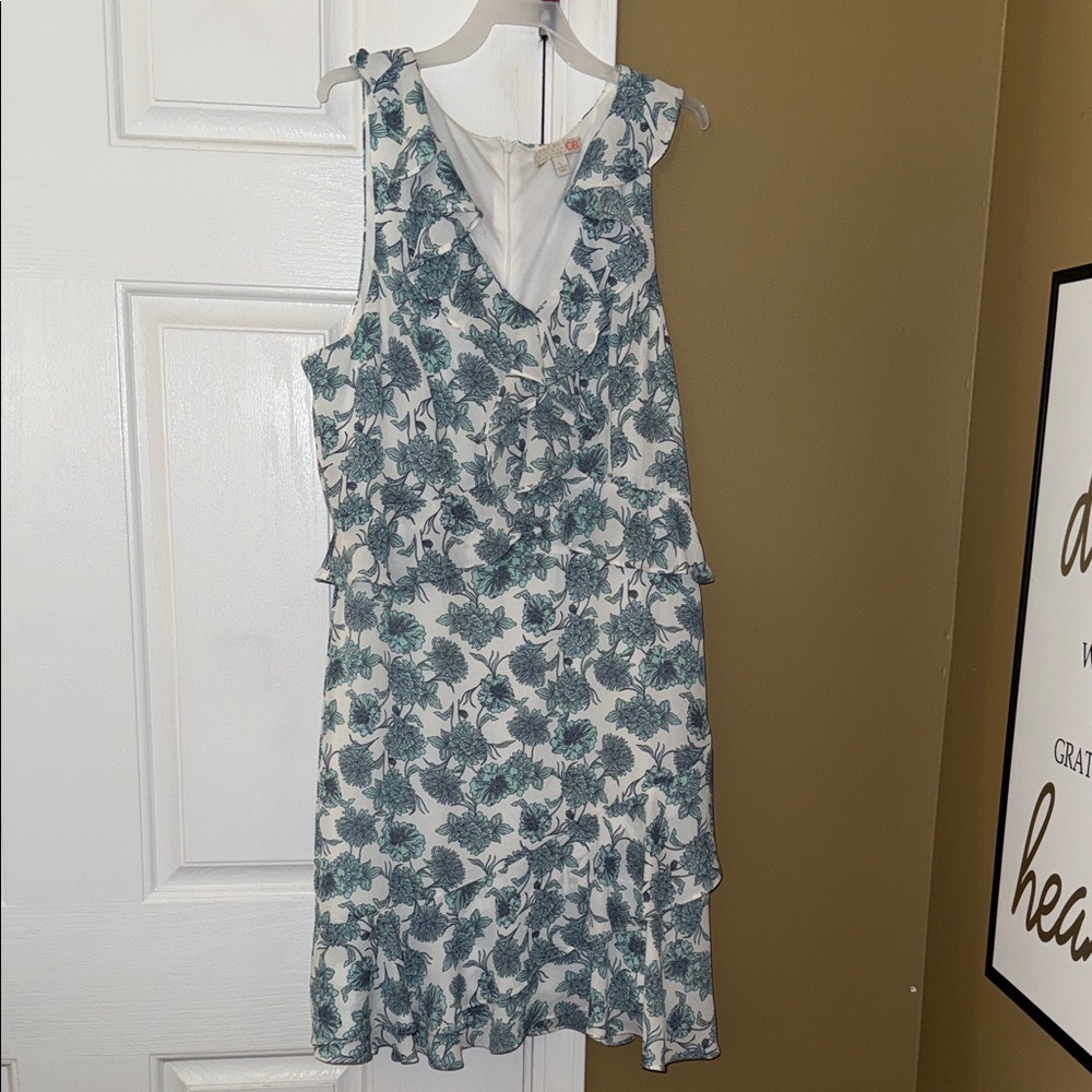 GB Floral Midi Dress - Teal and White